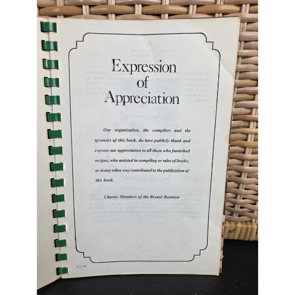 Bryant Family Reunion Cookbook 1983 J.T. Bryant‎ NC VA TN IN KY
